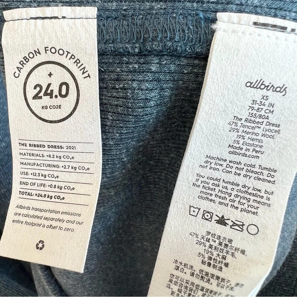 Allbirds Ribbed Tank Midi Dress Shadow Blue XS Tencel Wool Hemp Casual Chic NWT - Picture 5 of 6